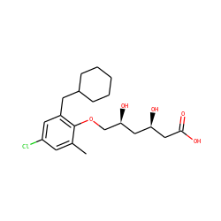 Cc1cc(Cl)cc(CC2CCCCC2)c1OC[C@@H](O)C[C@@H](O)CC(=O)O ZINC000013824712