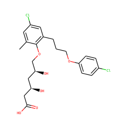 Cc1cc(Cl)cc(CCCOc2ccc(Cl)cc2)c1OC[C@@H](O)C[C@@H](O)CC(=O)O ZINC000013824696