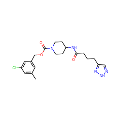 Cc1cc(Cl)cc(COC(=O)N2CCC(NC(=O)CCCc3cn[nH]n3)CC2)c1 ZINC000217383456