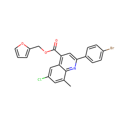 Cc1cc(Cl)cc2c(C(=O)OCc3ccco3)cc(-c3ccc(Br)cc3)nc12 ZINC000027622215