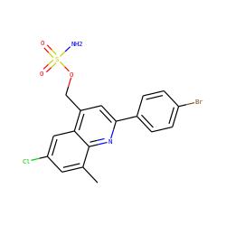 Cc1cc(Cl)cc2c(COS(N)(=O)=O)cc(-c3ccc(Br)cc3)nc12 ZINC000027628100