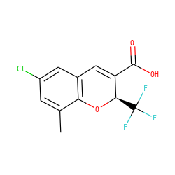 Cc1cc(Cl)cc2c1O[C@H](C(F)(F)F)C(C(=O)O)=C2 ZINC000033977052