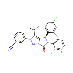 Cc1cc(Cl)ccc1[C@@H]1c2c(nn(-c3cccc(C#N)c3)c2C(C)C)C(=O)N1c1cccc(Cl)c1F ZINC000224062078