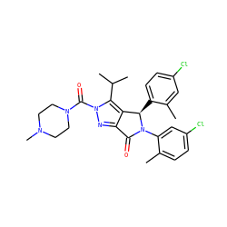 Cc1cc(Cl)ccc1[C@@H]1c2c(nn(C(=O)N3CCN(C)CC3)c2C(C)C)C(=O)N1c1cc(Cl)ccc1C ZINC000206099994