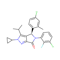 Cc1cc(Cl)ccc1[C@@H]1c2c(nn(C3CC3)c2C(C)C)C(=O)N1c1cccc(Cl)c1F ZINC000224079332