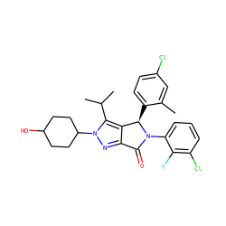 Cc1cc(Cl)ccc1[C@@H]1c2c(nn(C3CCC(O)CC3)c2C(C)C)C(=O)N1c1cccc(Cl)c1F ZINC000224078651