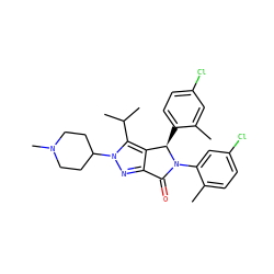Cc1cc(Cl)ccc1[C@@H]1c2c(nn(C3CCN(C)CC3)c2C(C)C)C(=O)N1c1cc(Cl)ccc1C ZINC000224056270