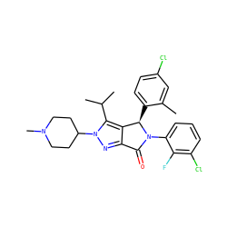 Cc1cc(Cl)ccc1[C@@H]1c2c(nn(C3CCN(C)CC3)c2C(C)C)C(=O)N1c1cccc(Cl)c1F ZINC000224073259