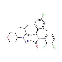Cc1cc(Cl)ccc1[C@@H]1c2c(nn(C3CCOCC3)c2C(C)C)C(=O)N1c1cccc(Cl)c1F ZINC000206088079