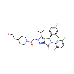 Cc1cc(Cl)ccc1[C@@H]1c2c(nn(CC(=O)N3CCC(CCO)CC3)c2C(C)C)C(=O)N1c1cc(Cl)ccc1C ZINC000206118848