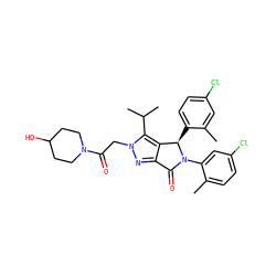 Cc1cc(Cl)ccc1[C@@H]1c2c(nn(CC(=O)N3CCC(O)CC3)c2C(C)C)C(=O)N1c1cc(Cl)ccc1C ZINC000206118781