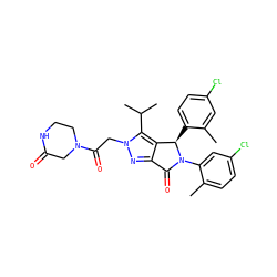 Cc1cc(Cl)ccc1[C@@H]1c2c(nn(CC(=O)N3CCNC(=O)C3)c2C(C)C)C(=O)N1c1cc(Cl)ccc1C ZINC000206119054
