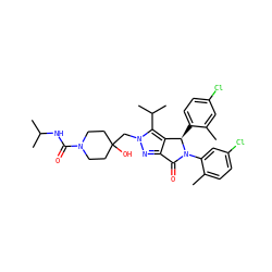 Cc1cc(Cl)ccc1[C@@H]1c2c(nn(CC3(O)CCN(C(=O)NC(C)C)CC3)c2C(C)C)C(=O)N1c1cc(Cl)ccc1C ZINC000206129845