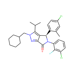 Cc1cc(Cl)ccc1[C@@H]1c2c(nn(CC3CCCCC3)c2C(C)C)C(=O)N1c1cccc(Cl)c1F ZINC000224113225