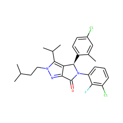 Cc1cc(Cl)ccc1[C@@H]1c2c(nn(CCC(C)C)c2C(C)C)C(=O)N1c1cccc(Cl)c1F ZINC000206103177