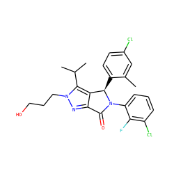 Cc1cc(Cl)ccc1[C@@H]1c2c(nn(CCCO)c2C(C)C)C(=O)N1c1cccc(Cl)c1F ZINC000206139855