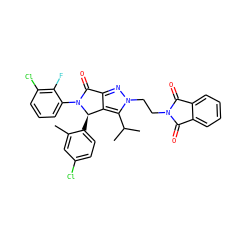 Cc1cc(Cl)ccc1[C@@H]1c2c(nn(CCN3C(=O)c4ccccc4C3=O)c2C(C)C)C(=O)N1c1cccc(Cl)c1F ZINC000206107088