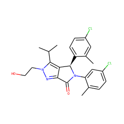 Cc1cc(Cl)ccc1[C@@H]1c2c(nn(CCO)c2C(C)C)C(=O)N1c1cc(Cl)ccc1C ZINC000224075946