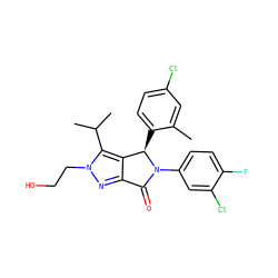 Cc1cc(Cl)ccc1[C@@H]1c2c(nn(CCO)c2C(C)C)C(=O)N1c1ccc(F)c(Cl)c1 ZINC000224087854