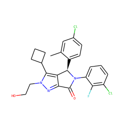 Cc1cc(Cl)ccc1[C@@H]1c2c(nn(CCO)c2C2CCC2)C(=O)N1c1cccc(Cl)c1F ZINC000224082625
