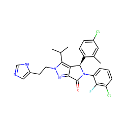 Cc1cc(Cl)ccc1[C@@H]1c2c(nn(CCc3cnc[nH]3)c2C(C)C)C(=O)N1c1cccc(Cl)c1F ZINC000206103116