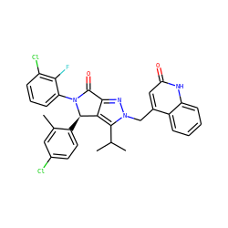 Cc1cc(Cl)ccc1[C@@H]1c2c(nn(Cc3cc(=O)[nH]c4ccccc34)c2C(C)C)C(=O)N1c1cccc(Cl)c1F ZINC000206103244