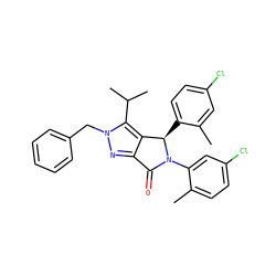 Cc1cc(Cl)ccc1[C@@H]1c2c(nn(Cc3ccccc3)c2C(C)C)C(=O)N1c1cc(Cl)ccc1C ZINC000206145162