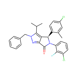Cc1cc(Cl)ccc1[C@@H]1c2c(nn(Cc3ccccc3)c2C(C)C)C(=O)N1c1cccc(Cl)c1F ZINC000206151236