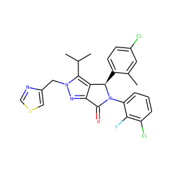 Cc1cc(Cl)ccc1[C@@H]1c2c(nn(Cc3cscn3)c2C(C)C)C(=O)N1c1cccc(Cl)c1F ZINC000206134210