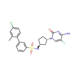Cc1cc(Cl)ccc1-c1cccc(S(=O)(=O)N[C@H]2CC[C@H](n3cc(F)c(N)nc3=O)C2)c1 ZINC000049021247