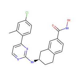 Cc1cc(Cl)ccc1-c1ccnc(N[C@@H]2CCc3ccc(C(=O)NO)cc3C2)n1 ZINC000113844668