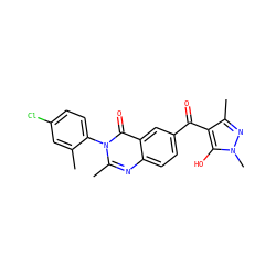 Cc1cc(Cl)ccc1-n1c(C)nc2ccc(C(=O)c3c(C)nn(C)c3O)cc2c1=O ZINC000299839843