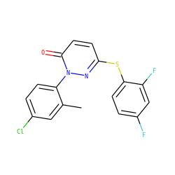Cc1cc(Cl)ccc1-n1nc(Sc2ccc(F)cc2F)ccc1=O ZINC000014961531