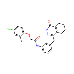 Cc1cc(Cl)ccc1OCC(=O)Nc1cccc(Cc2n[nH]c(=O)c3c2CCCC3)c1 ZINC000167939027