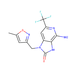Cc1cc(Cn2c(=O)[nH]c3c(N)nc(C(F)(F)F)cc32)no1 ZINC000071317735
