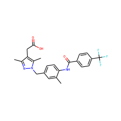 Cc1cc(Cn2nc(C)c(CC(=O)O)c2C)ccc1NC(=O)c1ccc(C(F)(F)F)cc1 ZINC000168919983