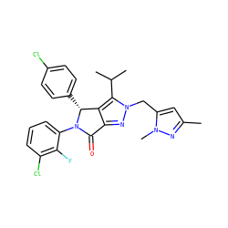 Cc1cc(Cn2nc3c(c2C(C)C)[C@@H](c2ccc(Cl)cc2)N(c2cccc(Cl)c2F)C3=O)n(C)n1 ZINC000224119420