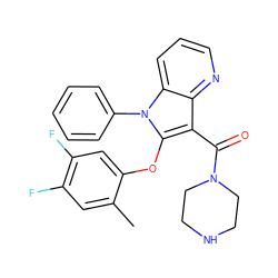 Cc1cc(F)c(F)cc1Oc1c(C(=O)N2CCNCC2)c2ncccc2n1-c1ccccc1 ZINC000072183536