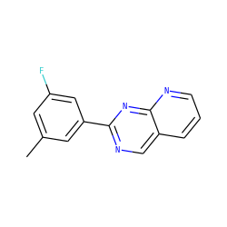 Cc1cc(F)cc(-c2ncc3cccnc3n2)c1 ZINC000028826522