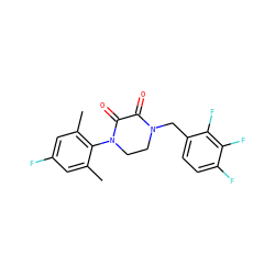 Cc1cc(F)cc(C)c1N1CCN(Cc2ccc(F)c(F)c2F)C(=O)C1=O ZINC000095565684