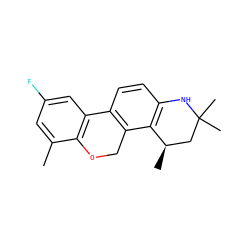 Cc1cc(F)cc2c1OCc1c-2ccc2c1[C@H](C)CC(C)(C)N2 ZINC000013490461