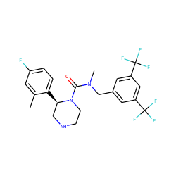 Cc1cc(F)ccc1[C@@H]1CNCCN1C(=O)N(C)Cc1cc(C(F)(F)F)cc(C(F)(F)F)c1 ZINC000033972839