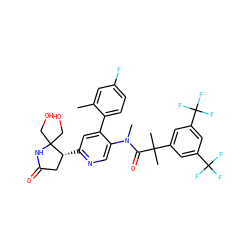 Cc1cc(F)ccc1-c1cc([C@@H]2CC(=O)NC2(CO)CO)ncc1N(C)C(=O)C(C)(C)c1cc(C(F)(F)F)cc(C(F)(F)F)c1 ZINC000082138033