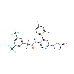 Cc1cc(F)ccc1-c1cc(N2CC[C@H](O)C2)ncc1N(C)C(=O)C(C)(C)c1cc(C(F)(F)F)cc(C(F)(F)F)c1 ZINC000095560927