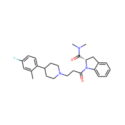 Cc1cc(F)ccc1C1CCN(CCC(=O)N2c3ccccc3C[C@H]2C(=O)N(C)C)CC1 ZINC000084669571