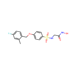 Cc1cc(F)ccc1COc1ccc(S(=O)(=O)NCC(=O)NO)cc1 ZINC000028529032