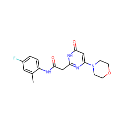 Cc1cc(F)ccc1NC(=O)Cc1nc(N2CCOCC2)cc(=O)[nH]1 ZINC000115074134