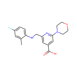 Cc1cc(F)ccc1NCc1cc(C(=O)O)cc(N2CCOCC2)n1 ZINC000040894479
