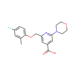Cc1cc(F)ccc1OCc1cc(C(=O)O)cc(N2CCOCC2)n1 ZINC000040893999