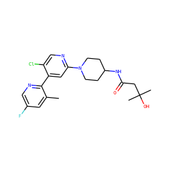 Cc1cc(F)cnc1-c1cc(N2CCC(NC(=O)CC(C)(C)O)CC2)ncc1Cl ZINC000146847312